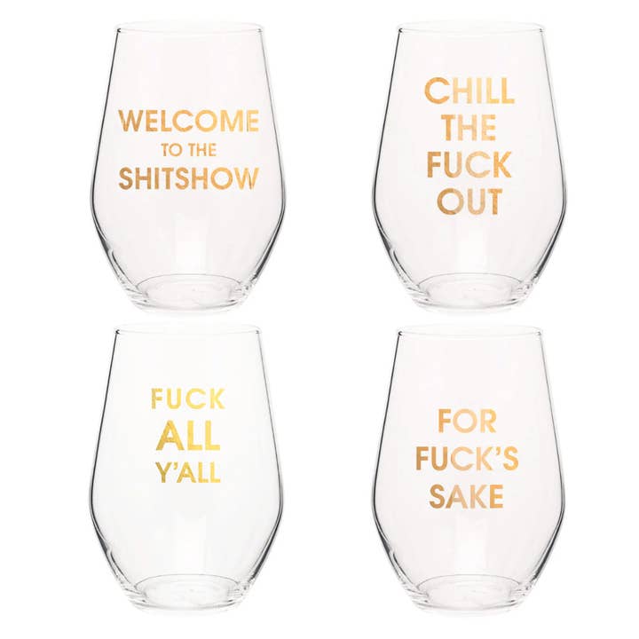 Chez Gagné - Wholesale Wine Glass - Best Sellers – Sweary Wine Glass Case Pack (Set of 12)