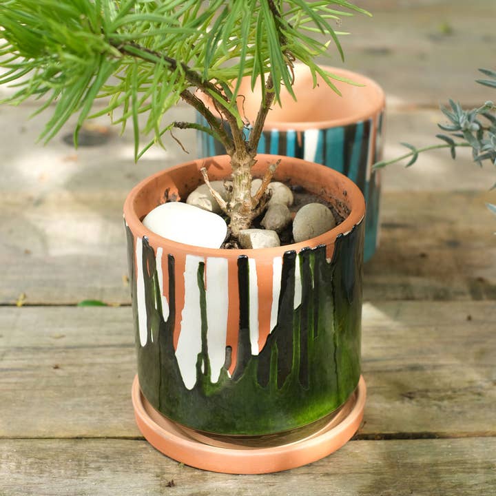 Casa Atlântica - Wholesale Plant Pot - Clay pot with white slip and green glaze6