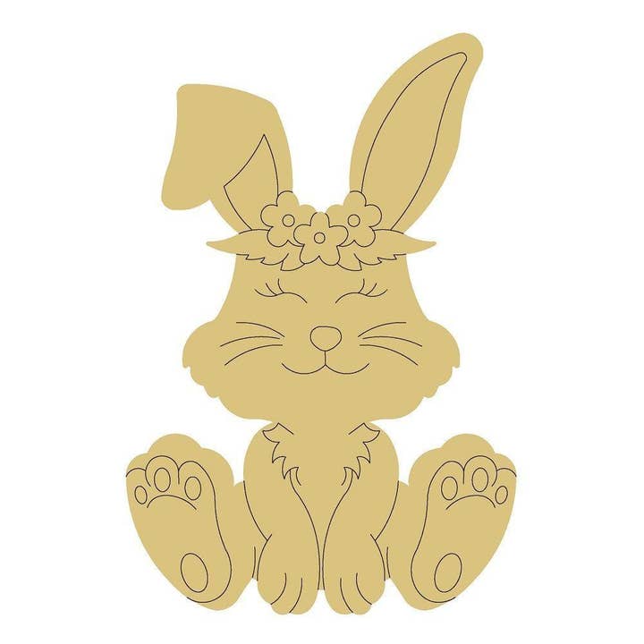 Rabbit Design By Lines Unfinished Wood Cutout Style 16 for wholesale by Diverse Woodworking