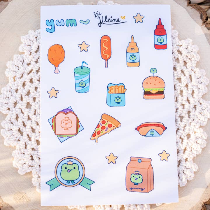 Fast Food Froggy Sticker Sheet for wholesale by ItsKleine