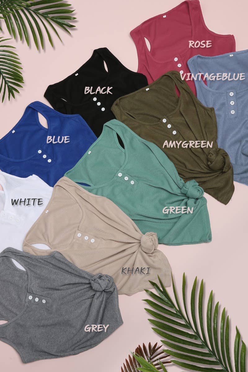 NINEXIS - Wholesale Tank Top - Women's - CWTTSL077_SOFT TANK TOP WITH FRONT BUTTON DETAIL10