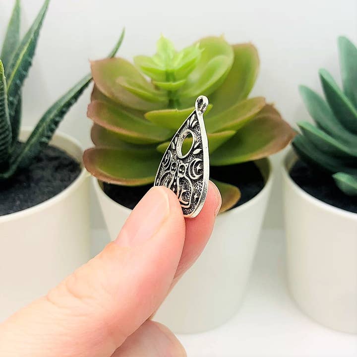 Guerrilla Charm - Wholesale Individual Charm/Pendant - Antique Silver Cat Ouija Planchette Charms, 19x25mm4