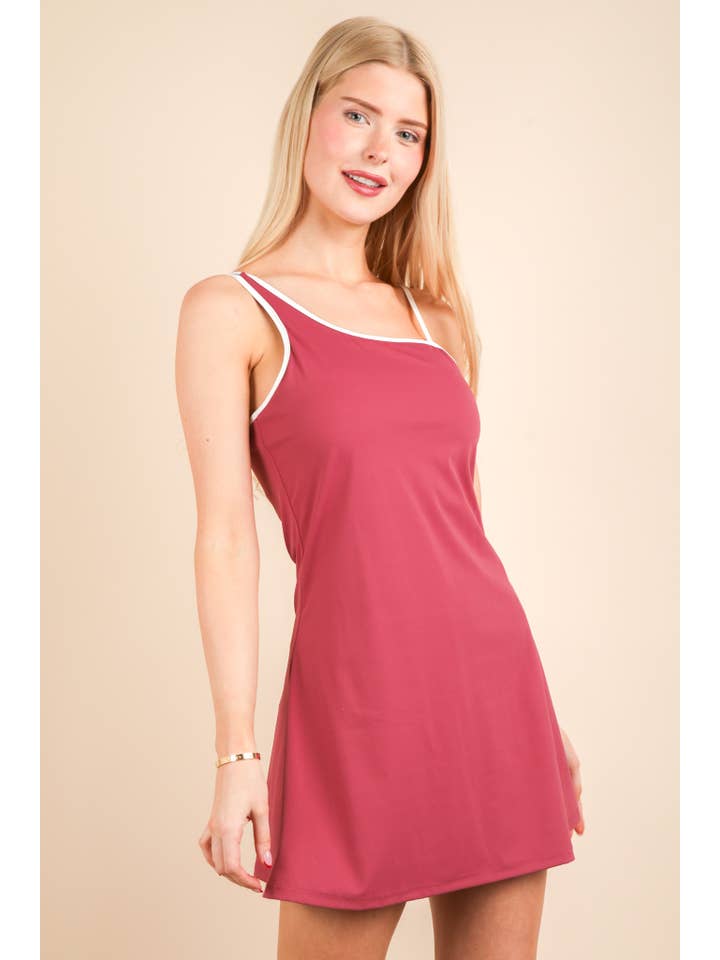 VERY J - Wholesale Athletic Dress - Women's - ND31660-Activewear Mini Dress with Inside Lining12