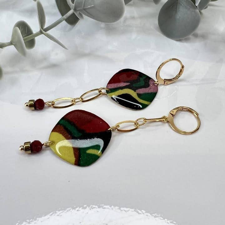 Asymmetrical Diamond Earring Red0012 for wholesale by Miss Pompom