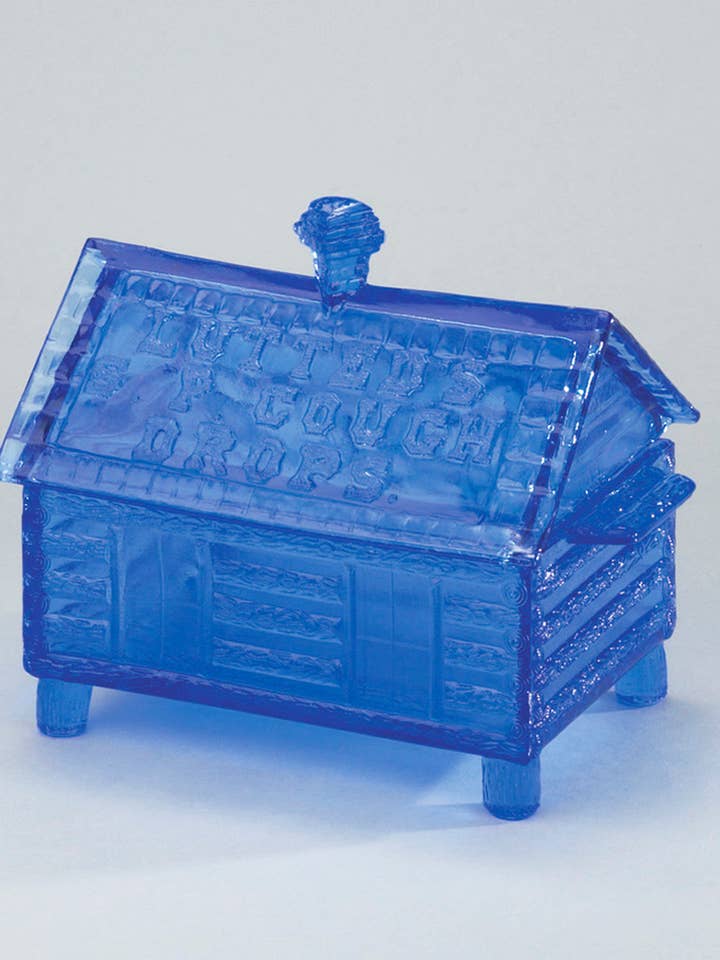 Log Cabin Box, Blue Depression Glass for wholesale by AA Importing