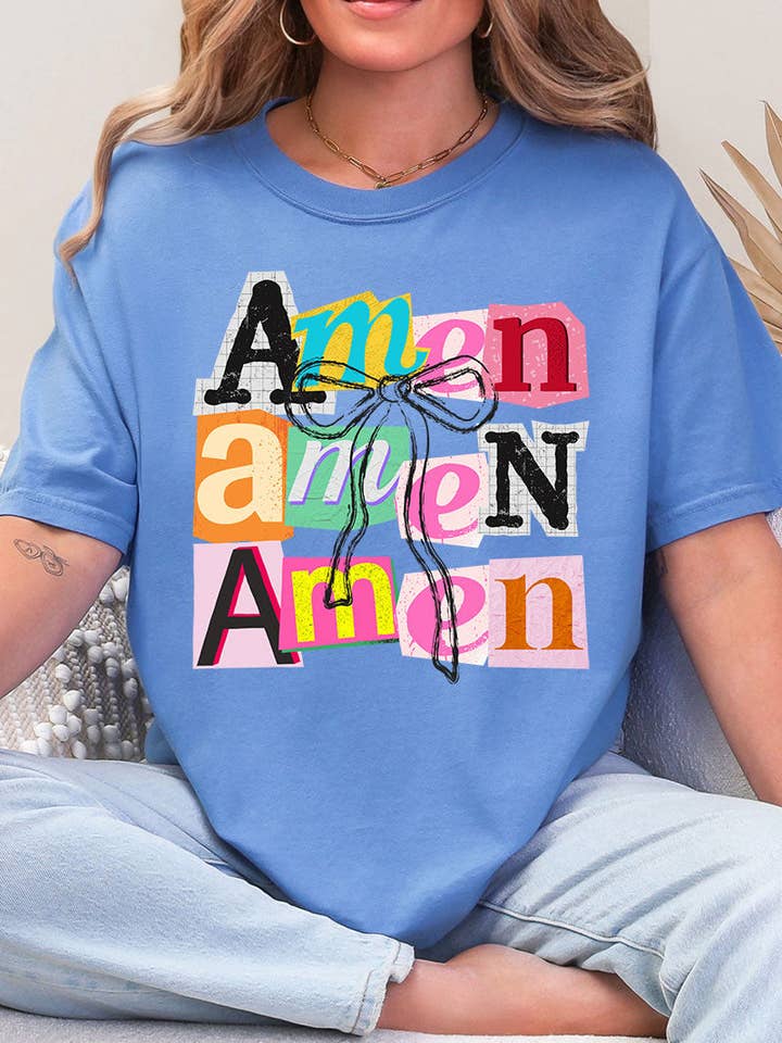 Wholesale Accessory Market - Wholesale Screen Printed T-Shirt - Women's - Stacked Amen Coquette Comfort Colors Adult Ring-Spun Cotton Tee4