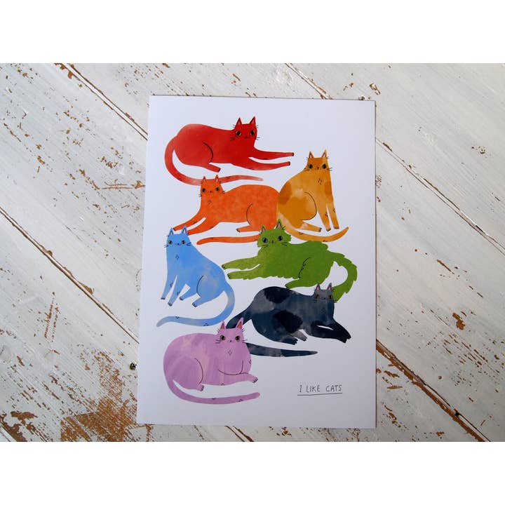 I LIKE CATS – wholesale Art print – Rainbow Cats Pride A4 Print1