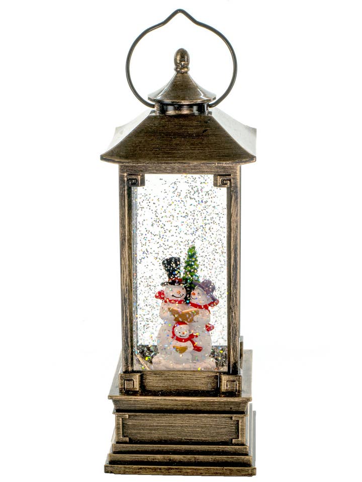 Guld LED-lykta snöglob med snögubbe och sjungande familj för wholesale av Starlight Collection