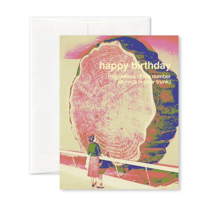 "Dendrochronology" A2 birthday card (woman) for wholesale by Pictrix Design
