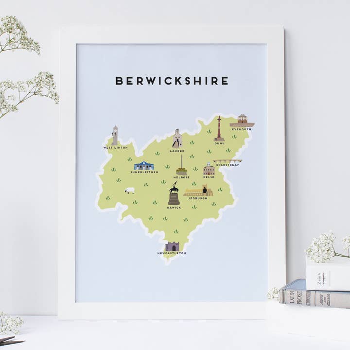 Berwickshire Map for wholesale by Pepper Pot Studios