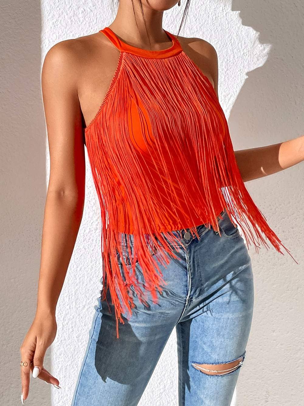 Queen Fashion - Wholesale Jumpsuit – Women's - solid fringe halter top6