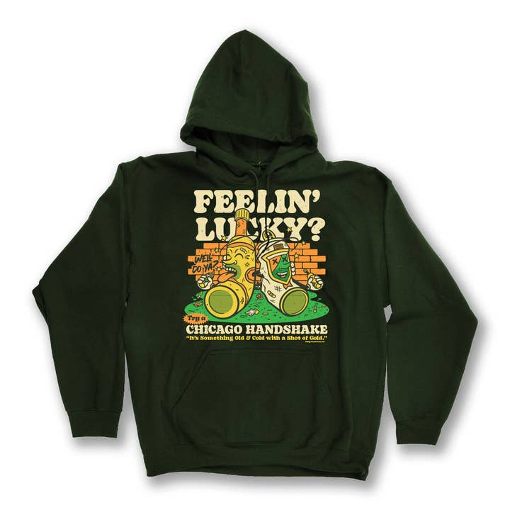 Feelin' Lucky Chicago Handshake Hoodie - Unisex for wholesale by Transit Tees