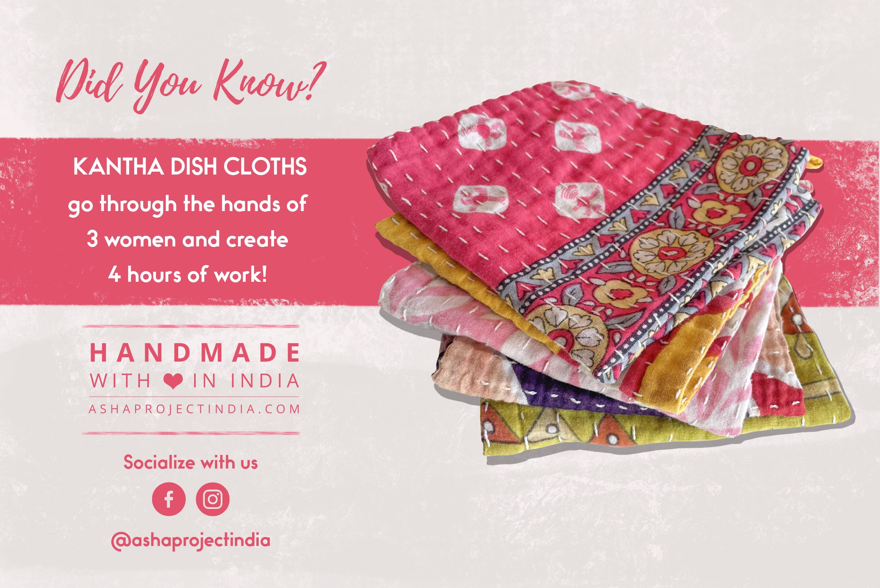 Asha Project - Wholesale Theedoek/vaatdoek - Kantha vaatdoek van gerecyclede sari stof9