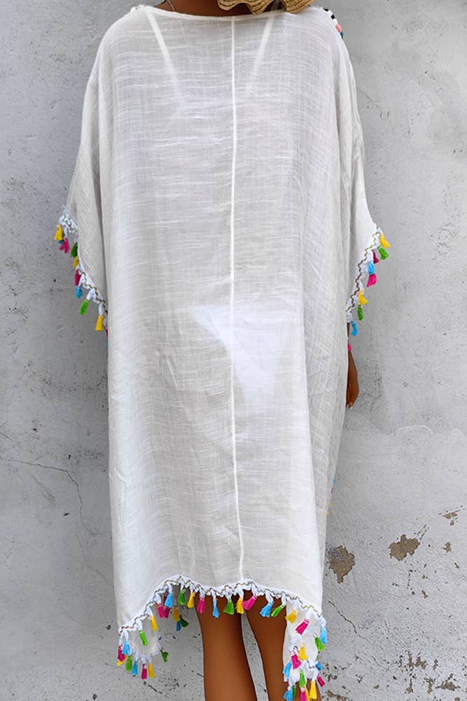 UNISHE – wholesale Kimono – Women's – Crochet Knit Lace Splicing Fringe Kimono OYM05210