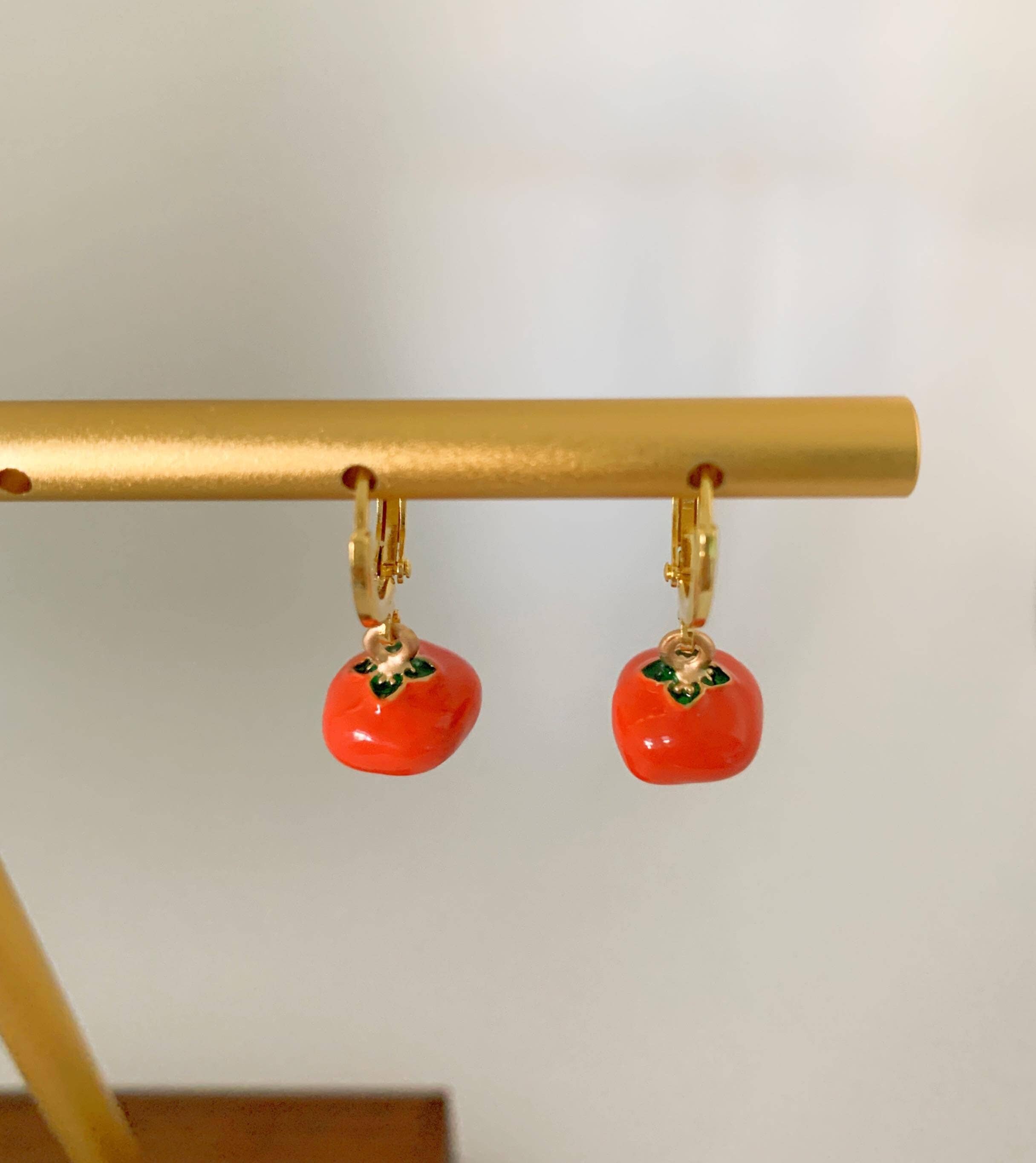 HolyGuacamolly - Wholesale Huggie Earrings - Dainty Tomato Huggie Earrings3