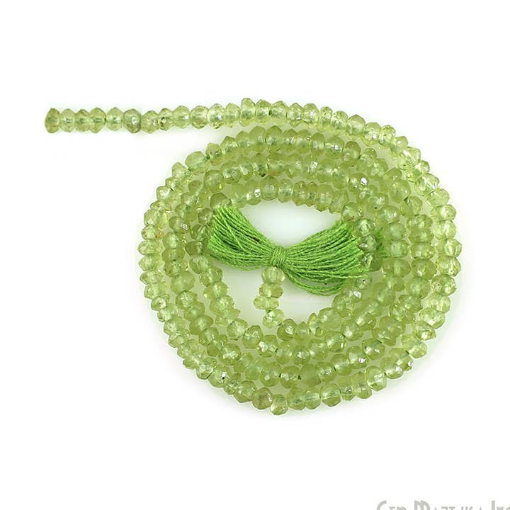Peridot Rondelle Beads, 12.5 Inch Gemstone Strand, 2.3-3.5mm for wholesale by GemMartUSA