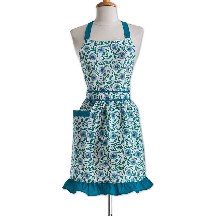 Flower Grove Apron Blue Multi Cotton Everyday for wholesale by tag
