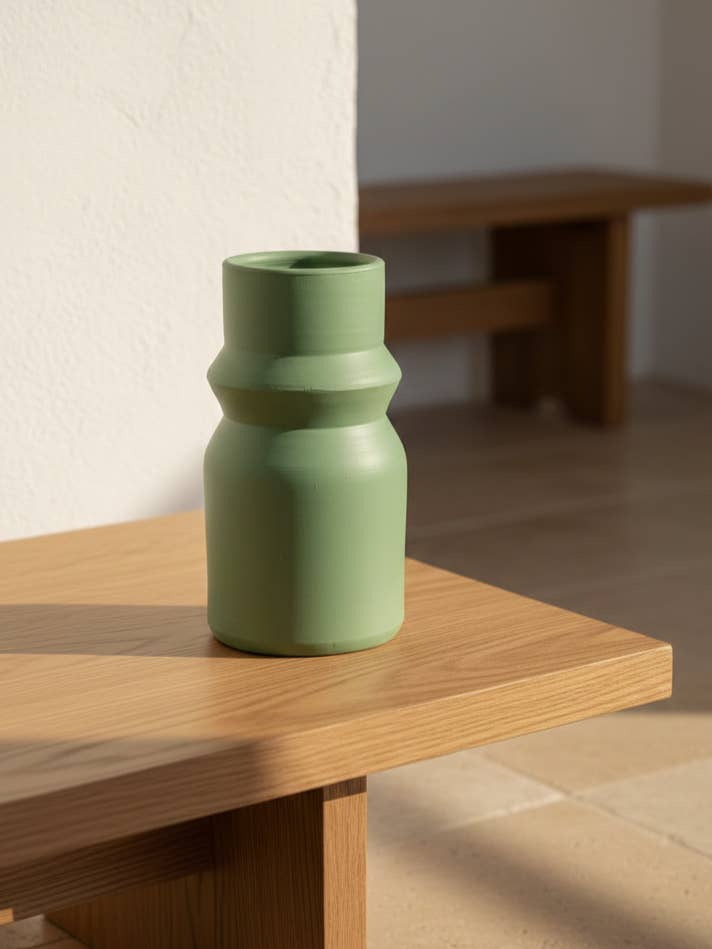 Vase Ligne Droite 6 Vert pour la vente par Alfarería La Navà