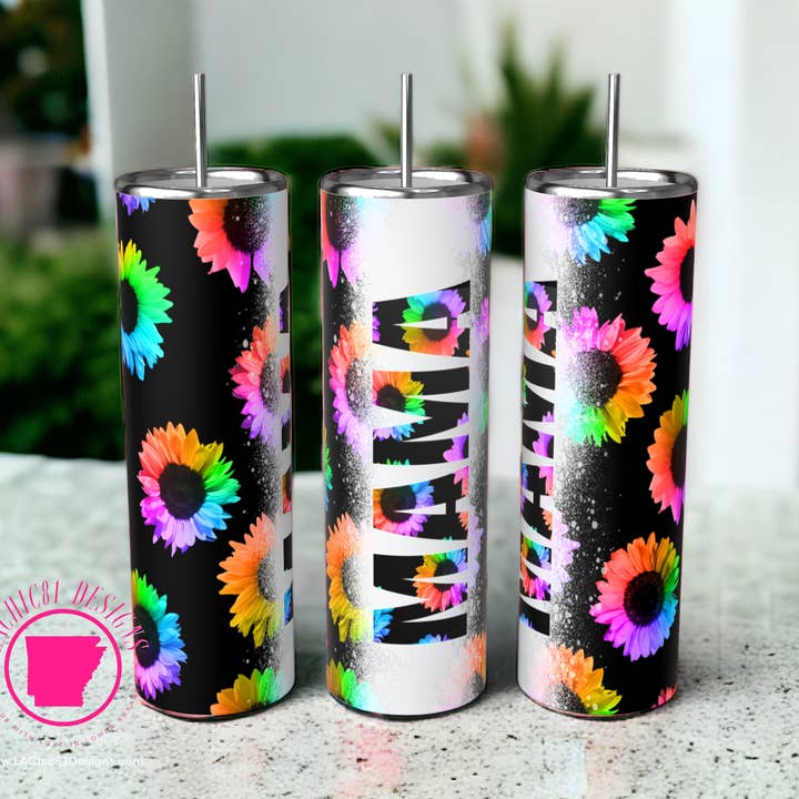 Mama Tumbler Neon Flowers for wholesale by LAChic81 Designs