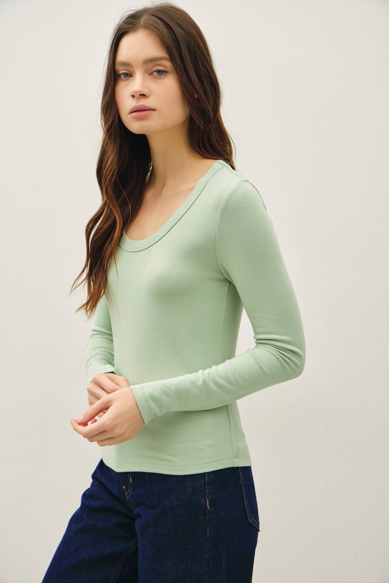 Be Cool - Wholesale Knit Top - Women's - SOFT JERSEY U NECK LONG SLEEVE16