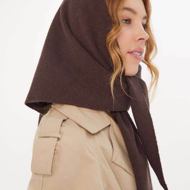 Knitted Triangle Scarf in Brown for wholesale on Faire5