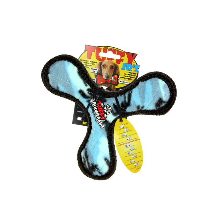 Tuffy Dog Toys - VIP Products - Wholesale Pet Squeaky Toy - Dog - Tuffy Jr Boomerang - Camo Blue, Durable, Squeaky Dog Toy