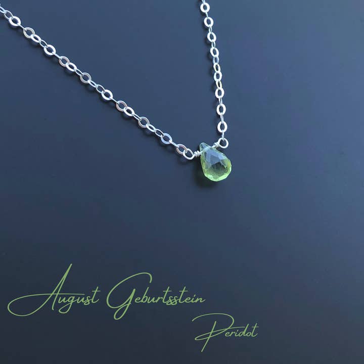 Minimalistic necklace with peridot drops for wholesale by SEQAY