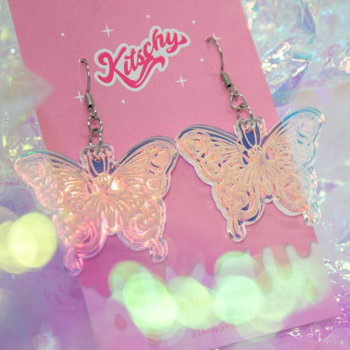 Moonmoth Earrings Laser Cut Acrylic for wholesale by Kitschy