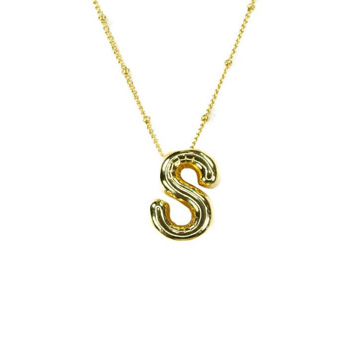 Savvy Bling - Wholesale Pendant/charm necklace - Initial Balloon Bubble Gold Necklace18