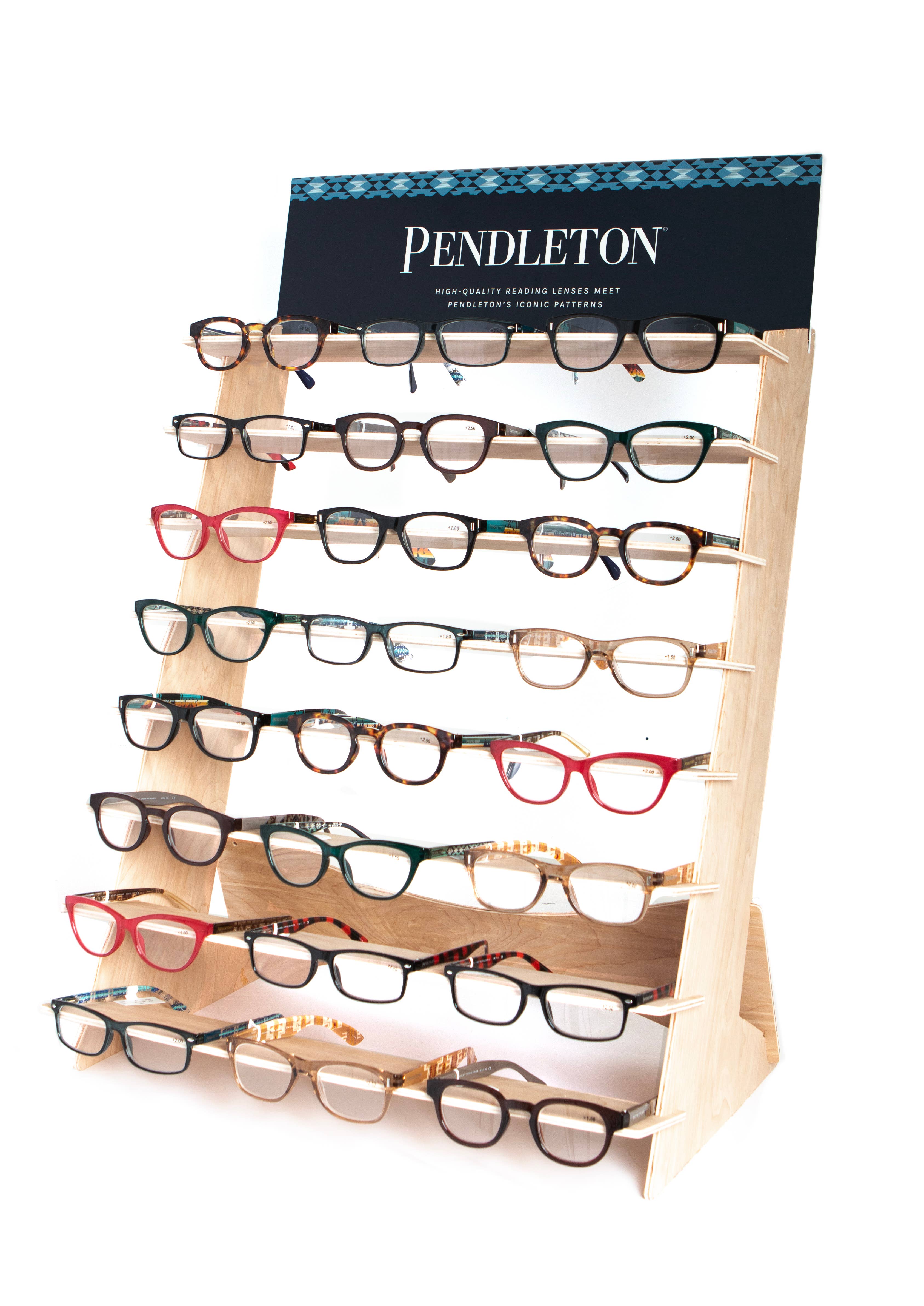 Pendleton Eyewear – wholesale Återförsäljarskyltning – 24-delars Pendleton läsglasögonställ0