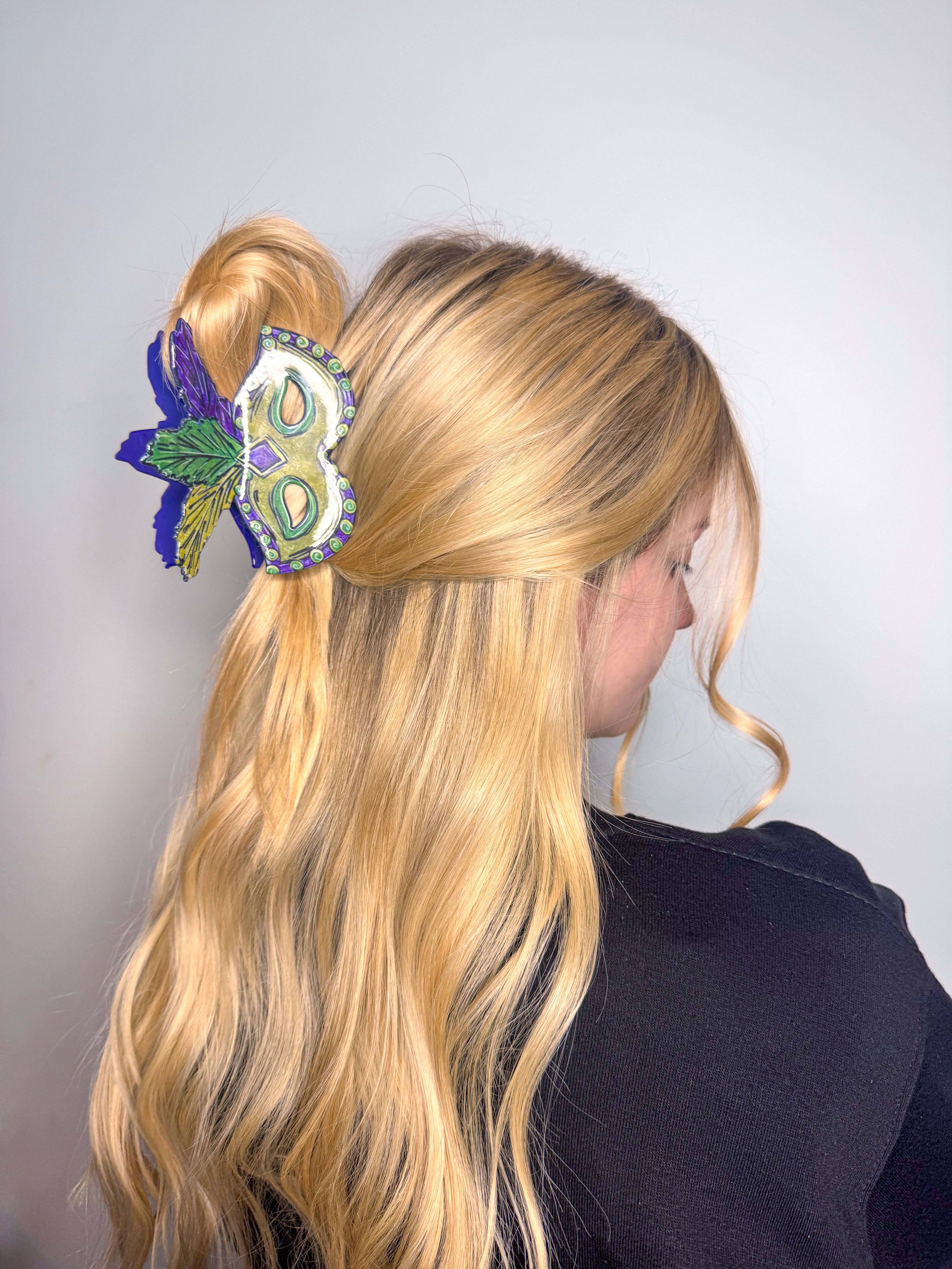 La Luna Belle LLC - Wholesale Hair Clip - Women's - Mardi Gras Mask Claw Clip1