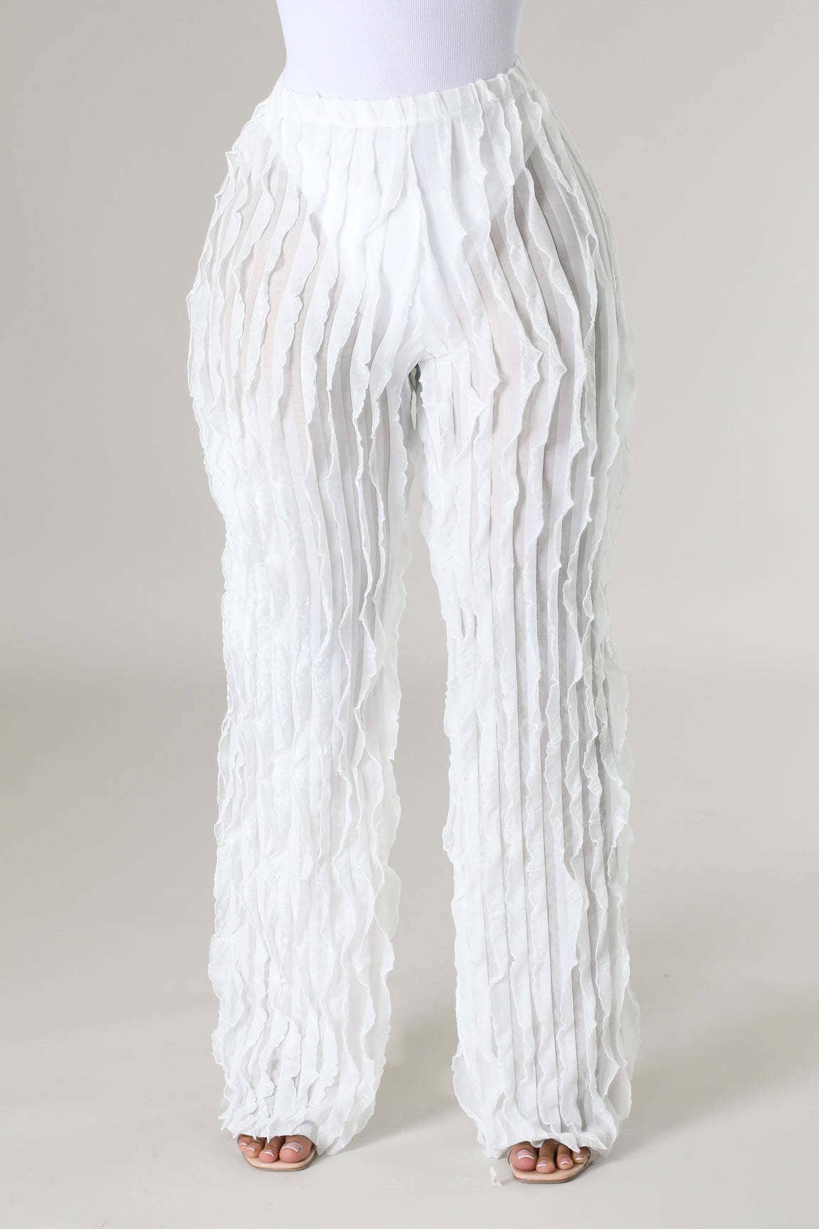 MB Fashion Wholesale - Wholesale Pants - Women's - MB FASHION High-Waisted Ruffle Wide-Leg Pants 1873LY15