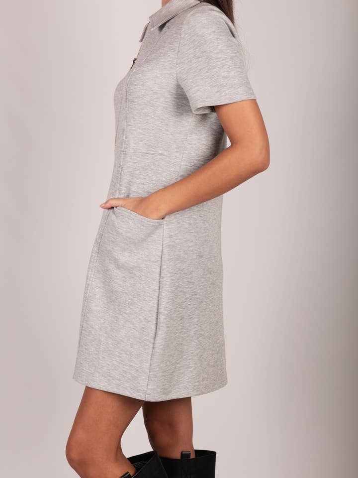 P. CILL - Wholesale Dress - Women's - P. CILL Butter Modal Quarter Zip Short Sleeve Dress11