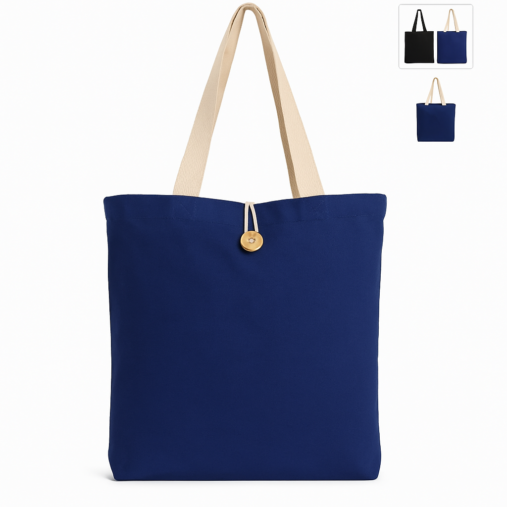Jam Wear Promos - Wholesale Tote Bag - Unisex - Button Closure Cotton Canvas Tote Bag with Natural Handles 2