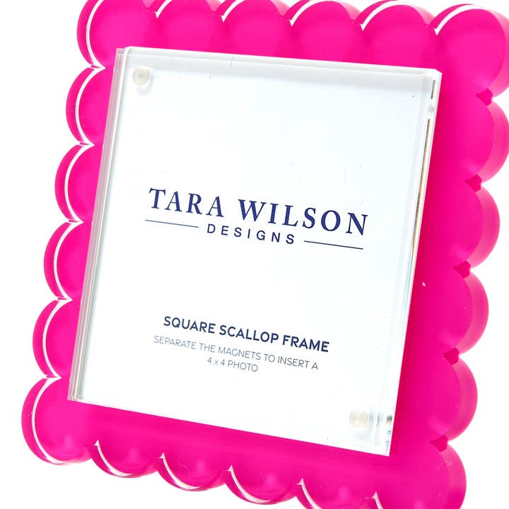 SQUARE SCALLOP FRAME - PINK for wholesale by Tara Wilson Designs