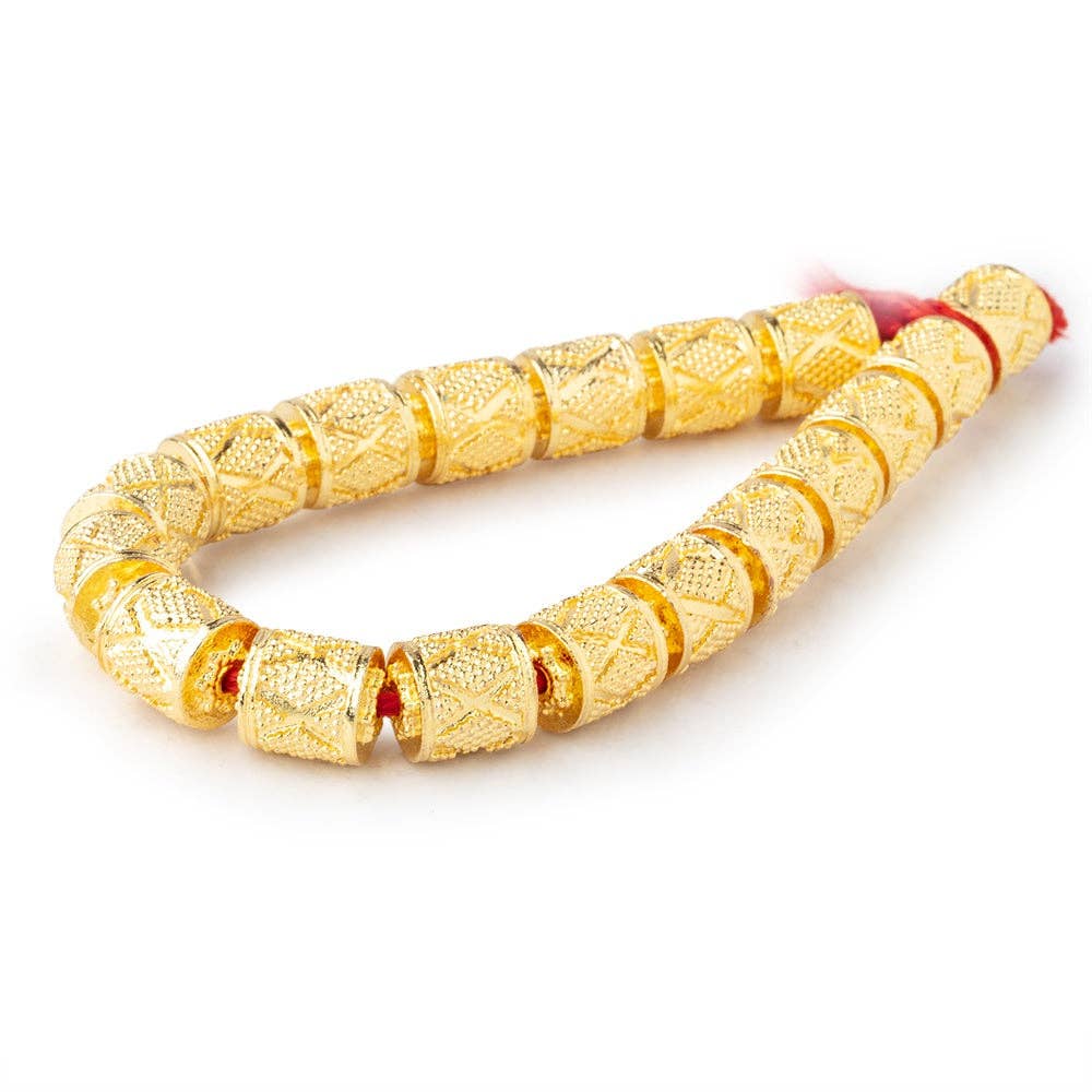 Beads of Cambay - Wholesale Beads - 10x9mm 22kt Gold Plated Copper Tube 8 inch 18 pieces 2mm hole1