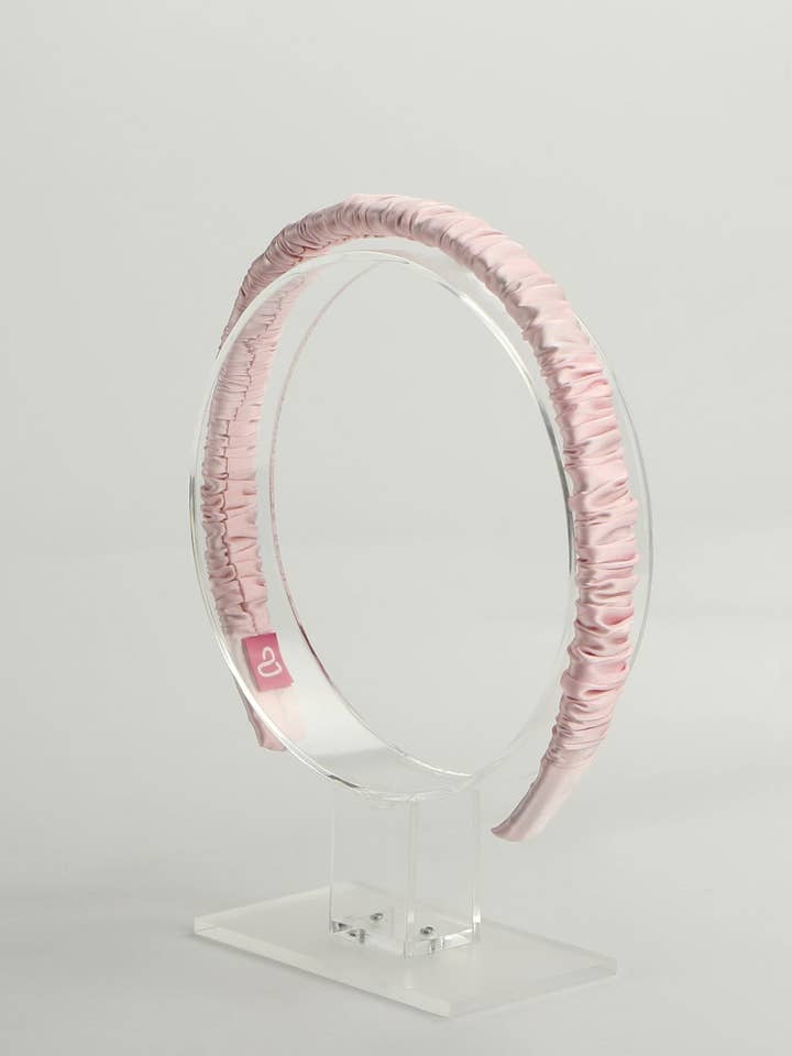 LIVERPOOL 100% MULBERRY SILK BABY PINK SKINNY HEADBAND for wholesale by Laura Elizibeth Fashion Limited