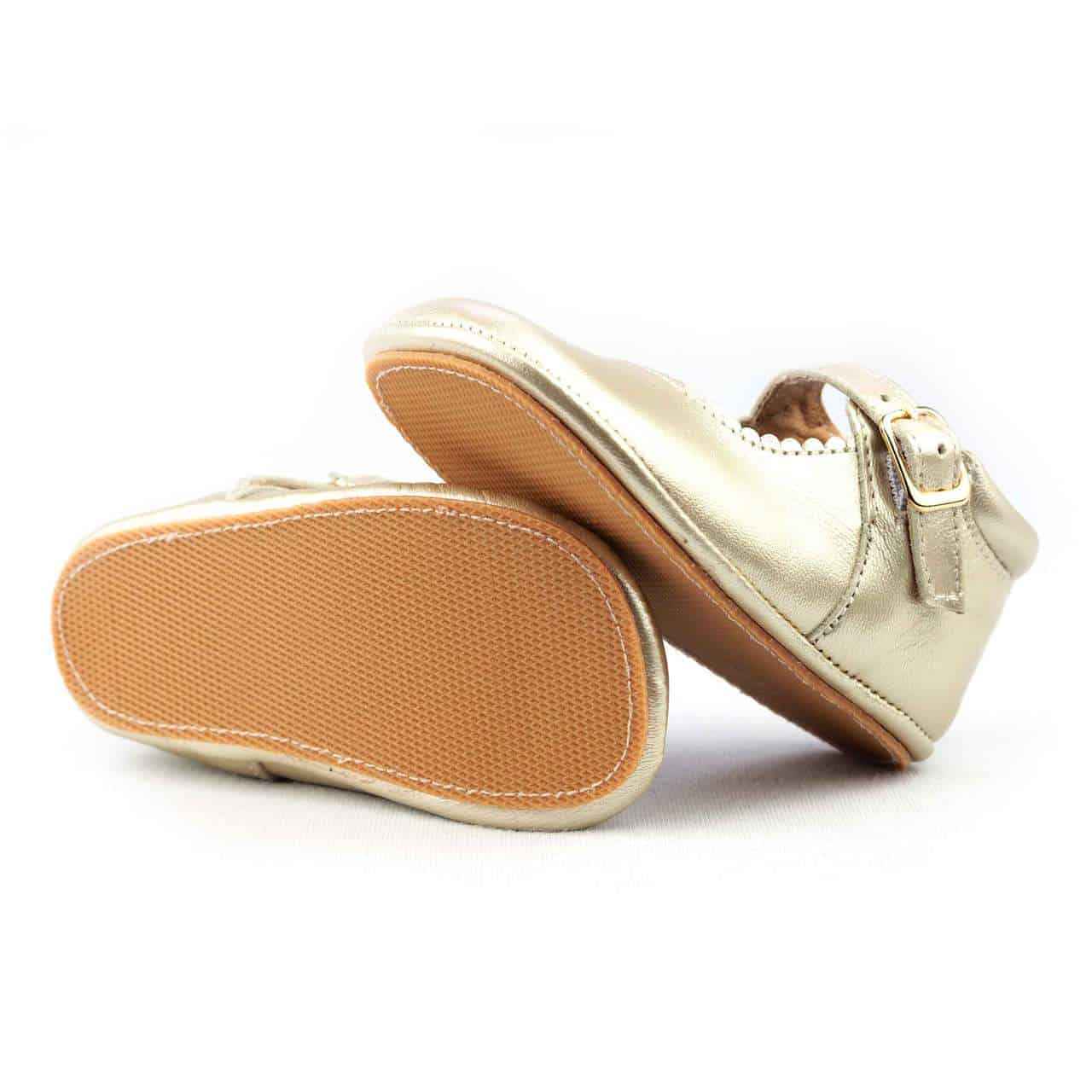 goud Klassieke leren babyschoentjes voor meisjes in goud voor groothandel op Faire3
