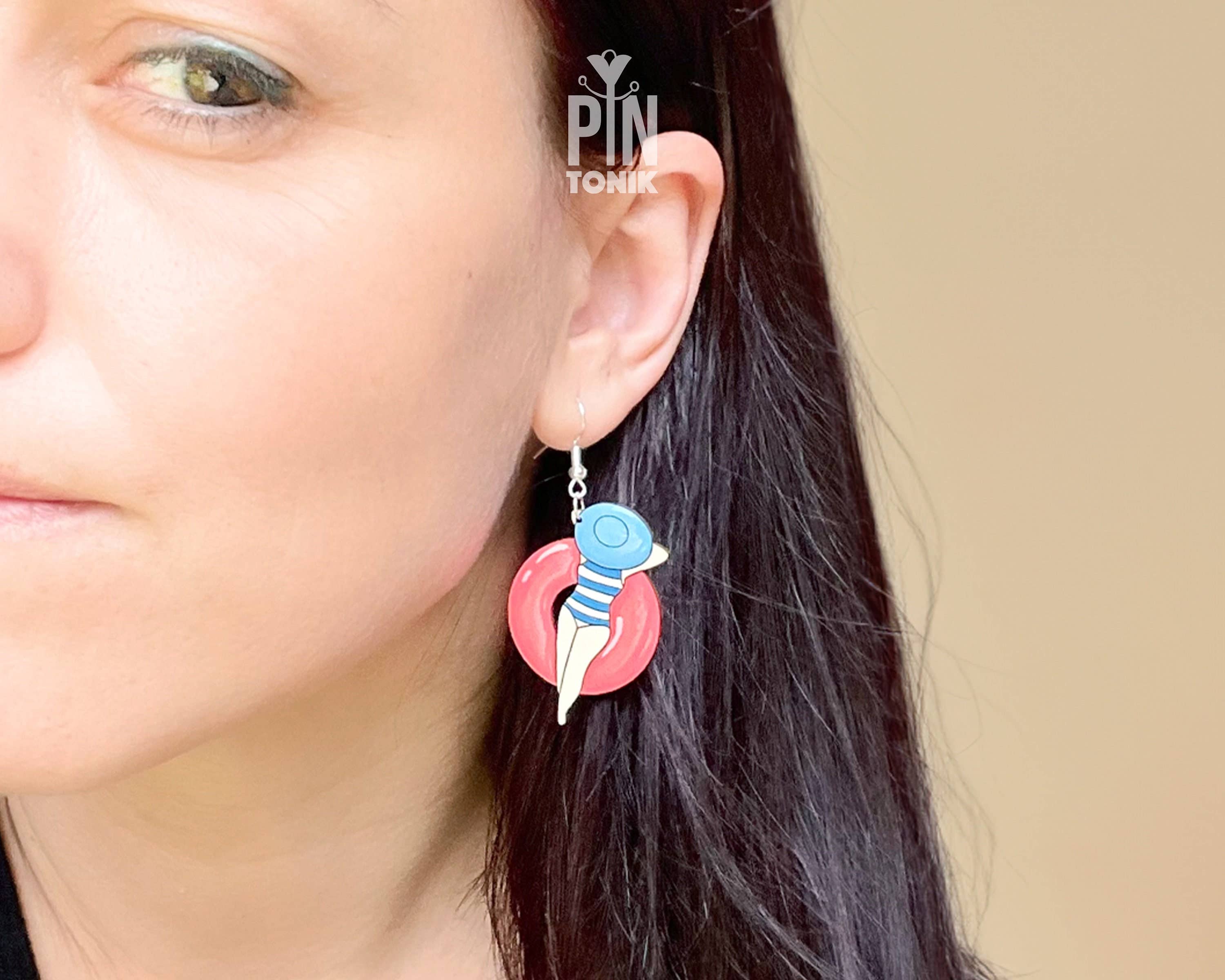 PinTonik – Engroshandel Hængeøreringe og creoløreringe – Sterlingsølv Neon 80'er Badebassin Øreringe2