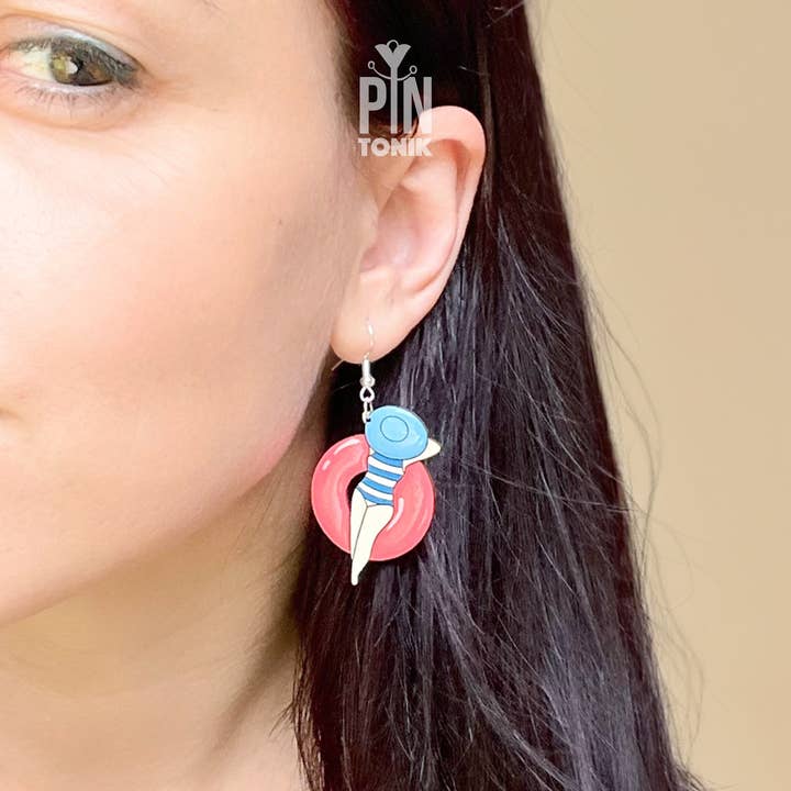 PinTonik – Engroshandel Hængeøreringe og creoløreringe – Sterlingsølv Neon 80'er Badebassin Øreringe2