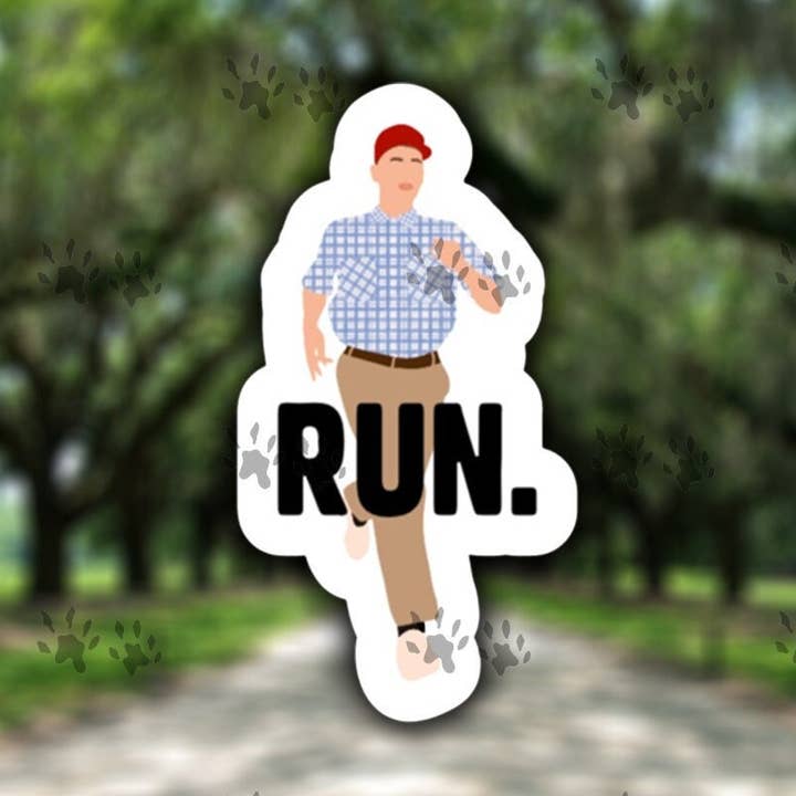 Forrest Gump Run. White Vinyl Decal Sticker, 90s Movies for wholesale by The Red Otter