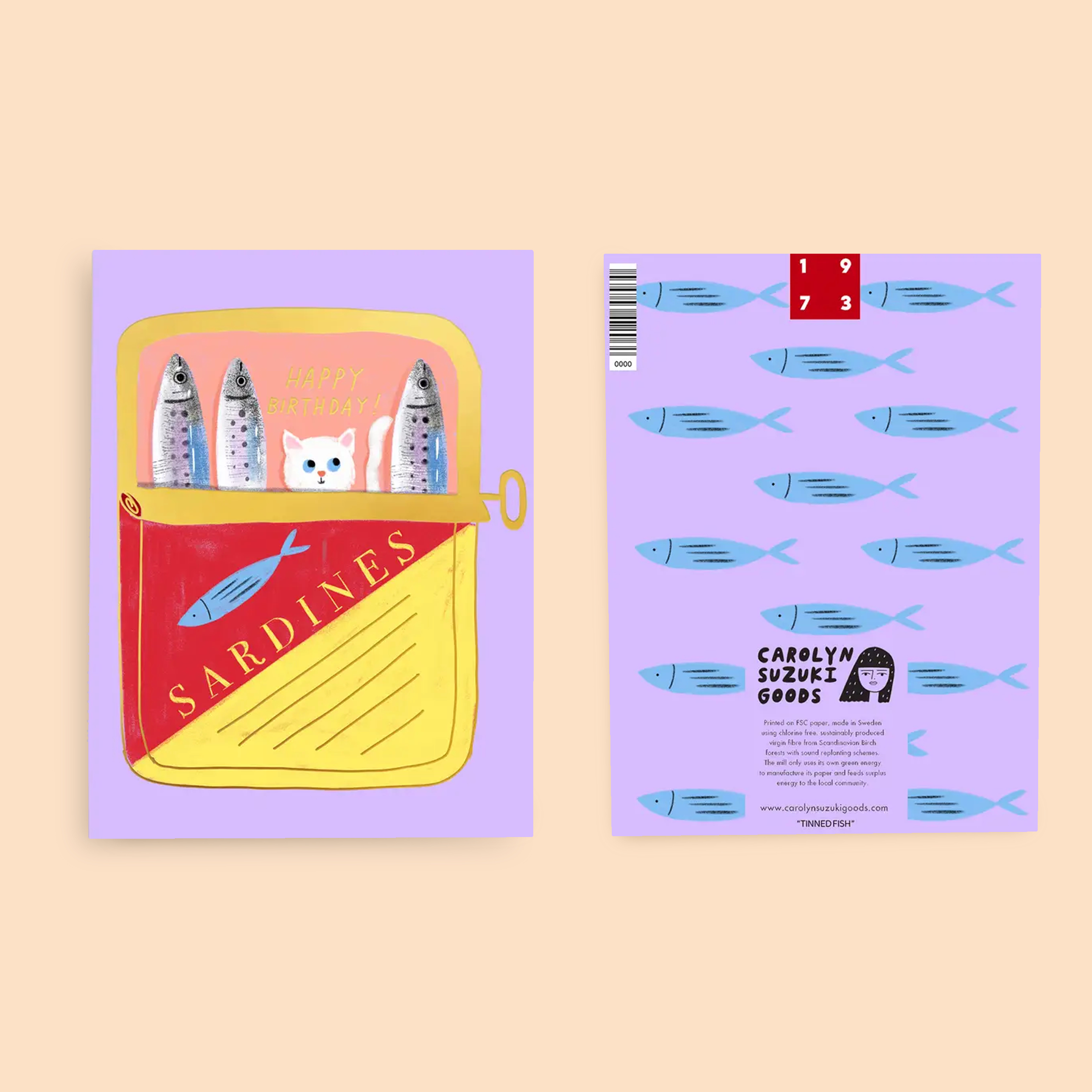 Carolyn Suzuki - Wholesale Birthday card - TINNED FISH - Birthday Card1