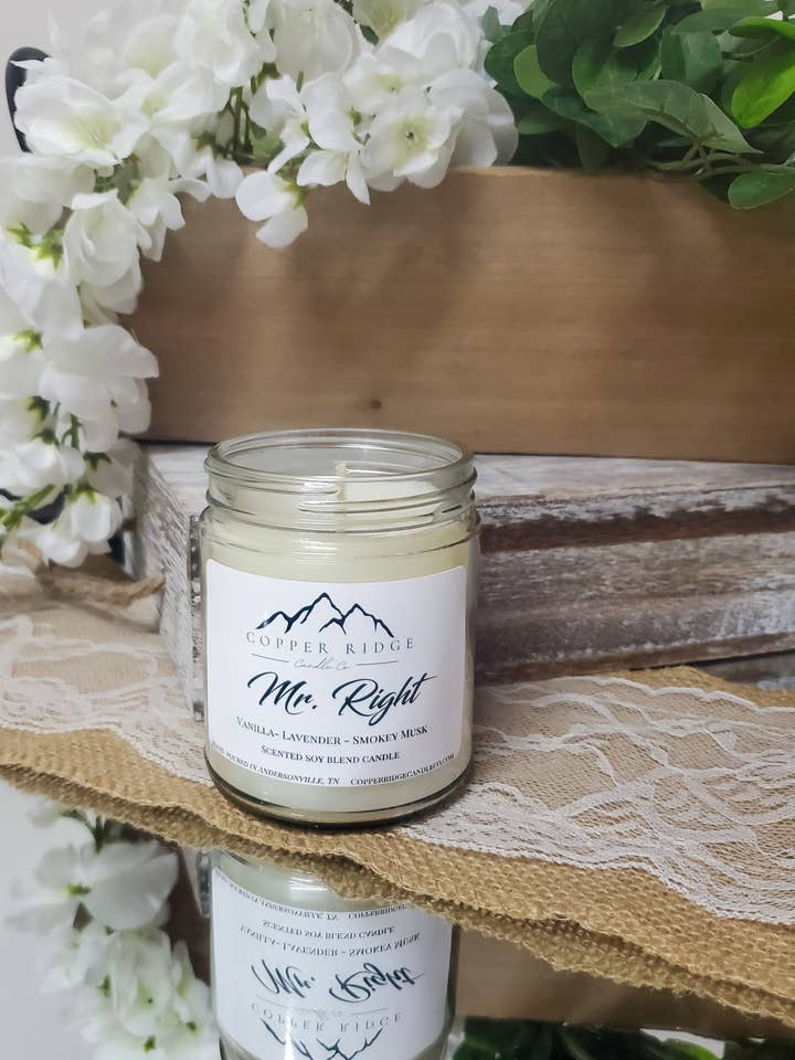 Mr. Right Soy Blend Candle for wholesale by Copper Ridge Candle Co.