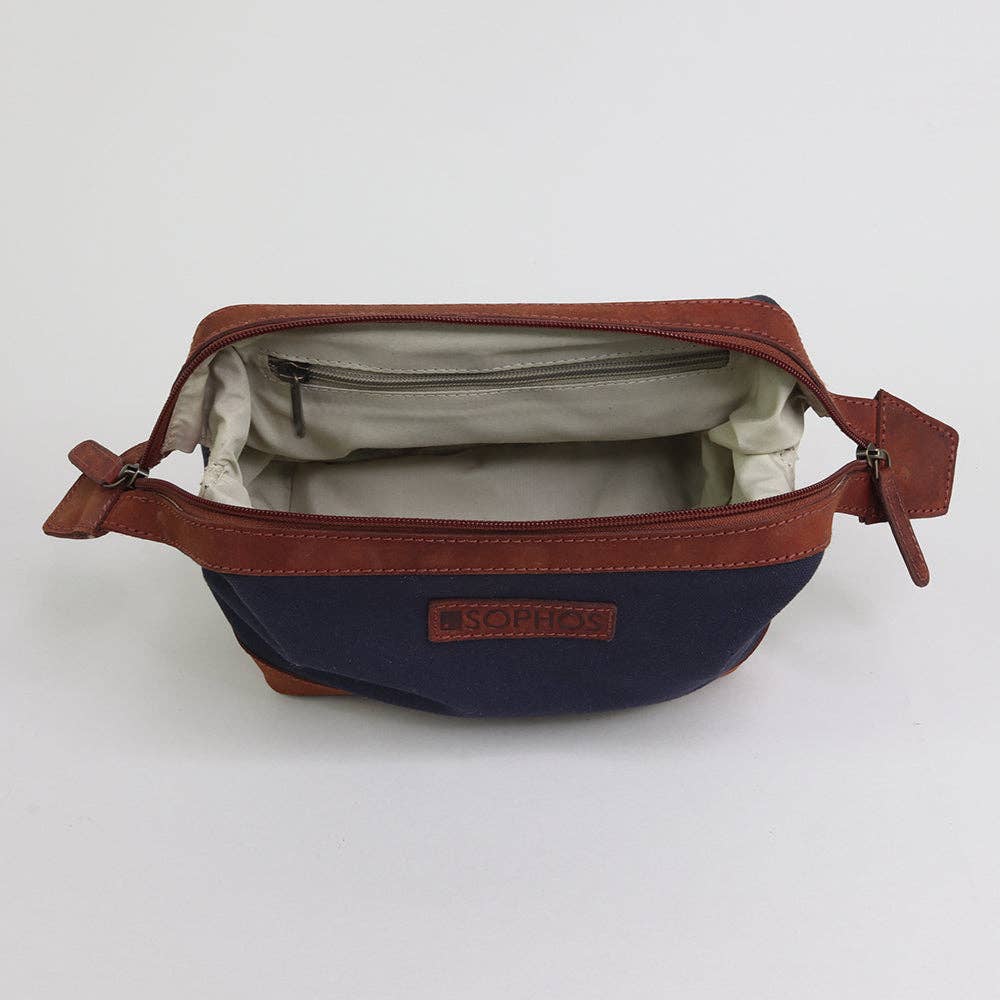 Sophos – wholesale Toiletry bag – men's – Navy Canvas Gladstone Washbag1