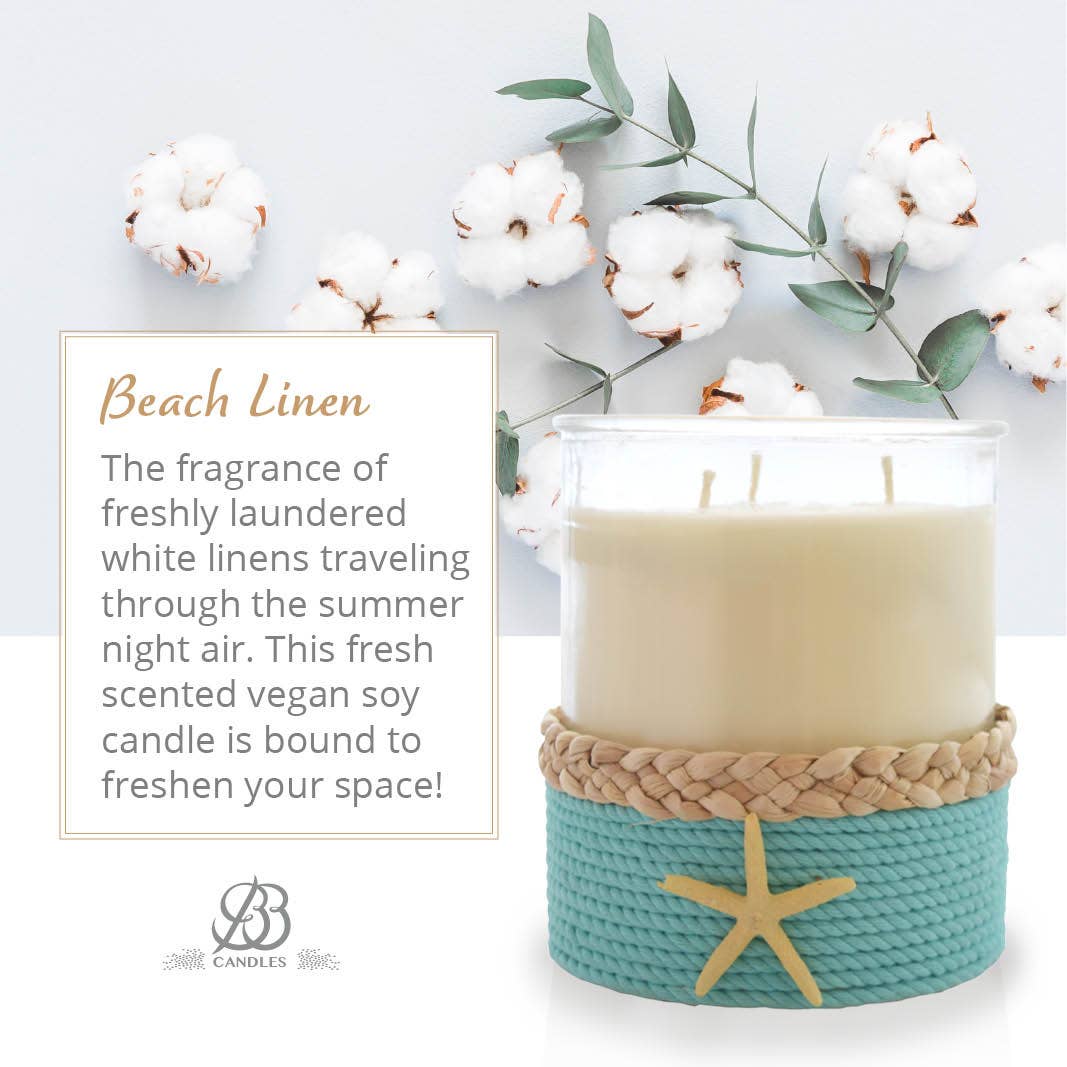 REMOVED BRAND - Vente Bougie en bocal - Étoile de mer côtière 3 mèches - Linge de plage 34 oz.2