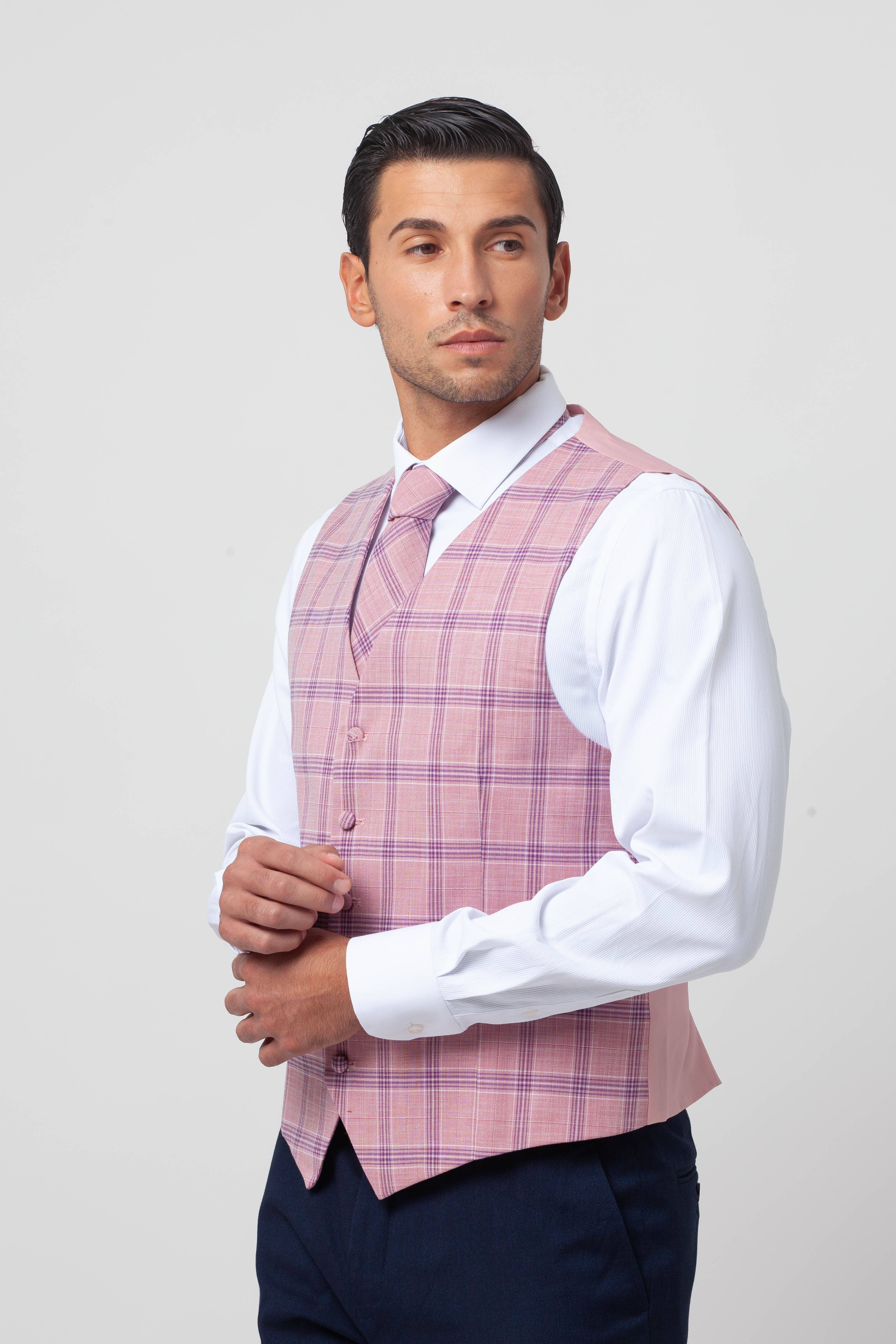 Rose Set Vest with Tie, Checkered Handkerchief w/ Picasso for wholesale on Faire4