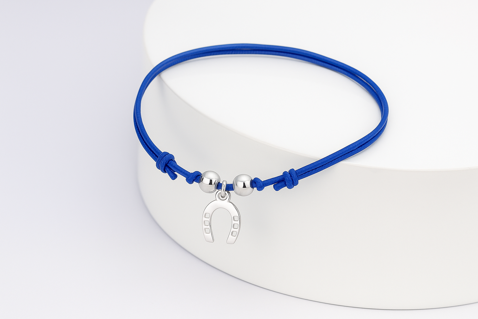 TALISMAN JEWELLERY (D&Fidanverdi, S.L.) – wholesale Charm/dangle bracelet – Rhodium-Plated Sterling Silver Horseshoe Cord Bracelet2