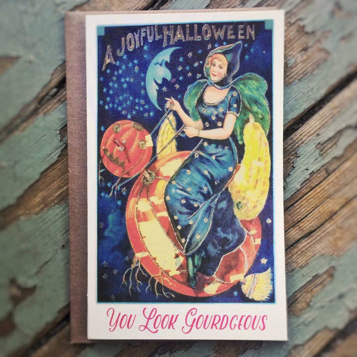 A Zillion Dollars - Wholesale Halloween Card - You Look Gourdgeous; Vintage Halloween Card; Funny Halloween1