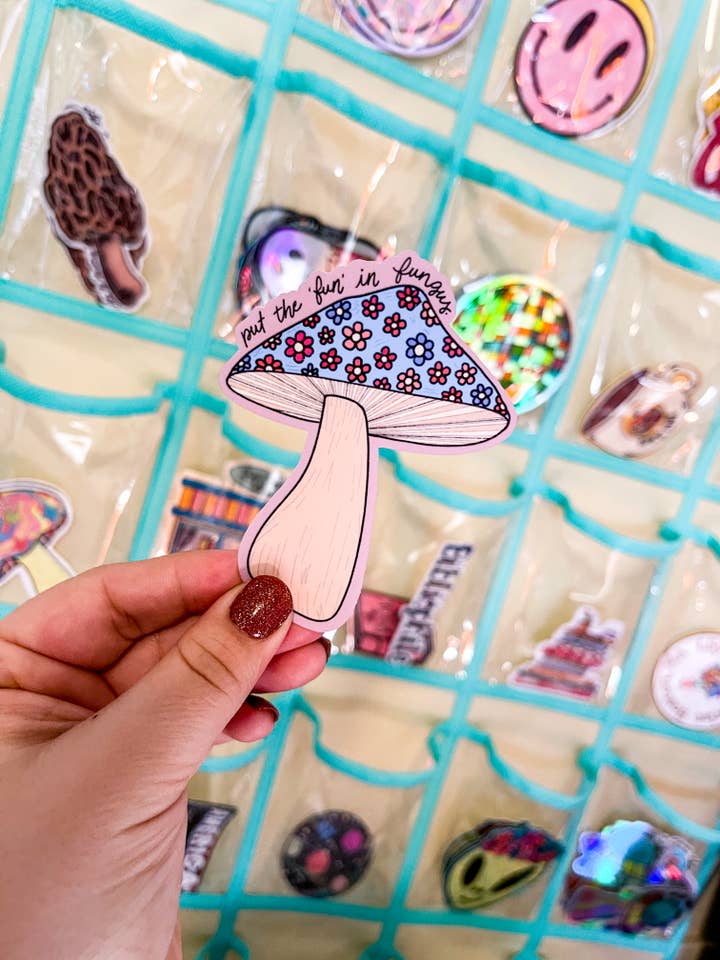 Funky Floral Mushroom Sticker for engroshandel hos Sharp Thoughtlings