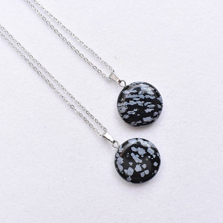 Ewelina Pas Jewelry - Wholesale Pendant/Charm Necklace - Round Snowflake Obsidian Necklace